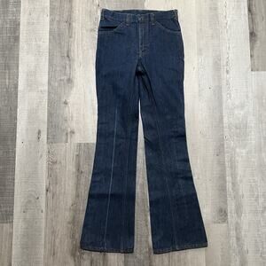 VTG Hippie Dark Wash Western Boot Cut Flared Denim Jeans USA Cowgirl 70s 30"